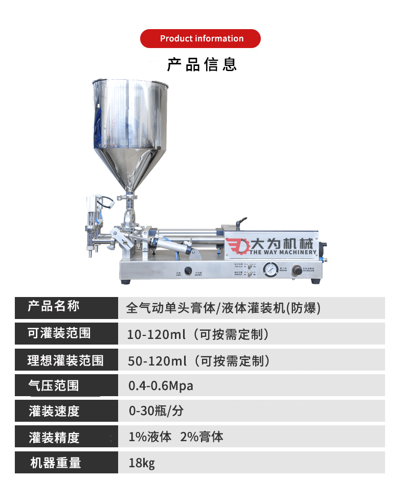 全氣動(dòng)單頭膏體/液體灌裝機(jī)(防爆)(圖3)